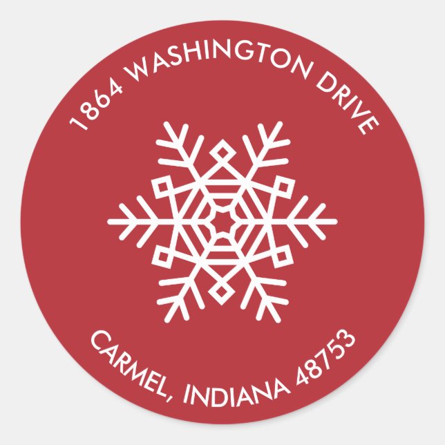Round Snowflake Return Address Labels (Front)