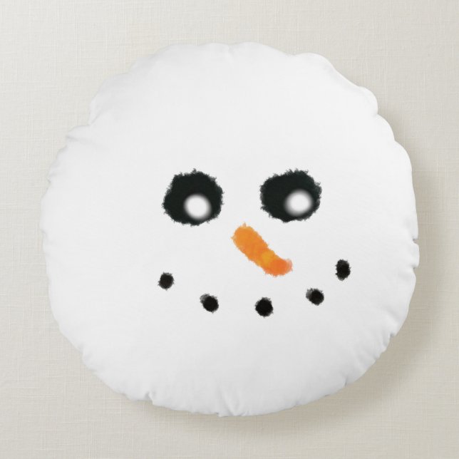 Round snowman face pillow (Front)