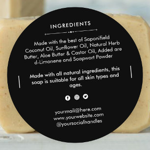Round Soap Bar Ingredients Product Label Sticker