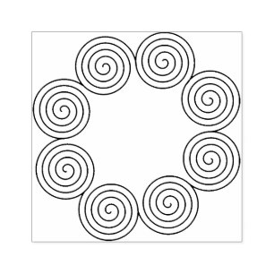 Round Spiral Motif Frame Rubber Stamp