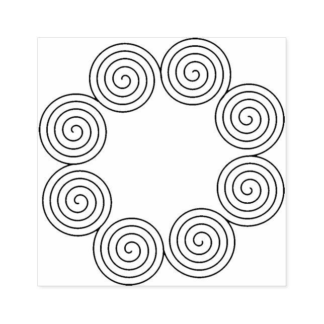 Round Spiral Motif Frame Rubber Stamp (Imprint)