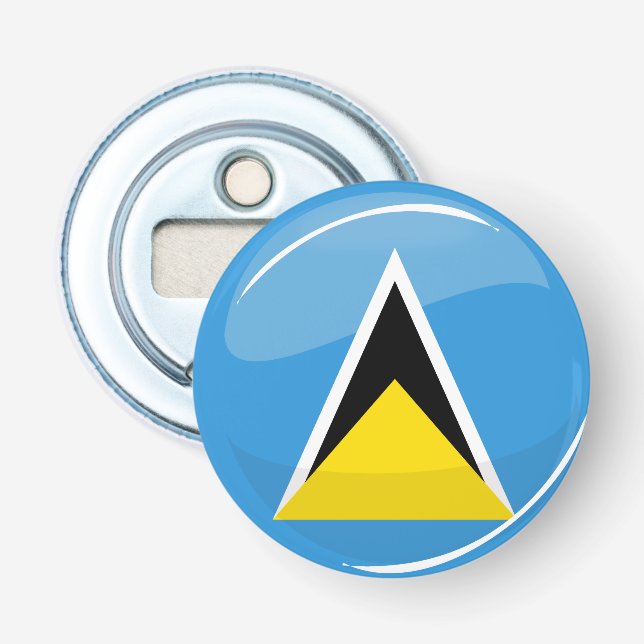Round St. Lucia Flag Bottle Opener (Front)