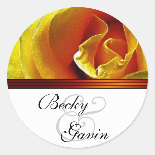Round Sticker Antique Yellow Rose (Front)