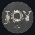 Round Sticker Christmas JOY Chalk Holiday Florals<br><div class="desc">This is a beautiful watercolor painted holiday round sticker for christmas gifting and decoration. JOY is written  in kraft flowers and Painted in beautiful soft colours on chalkboard background. Festive and beautiful! holidayz18</div>