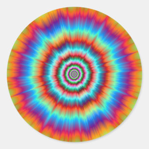 Round Sticker Explosion in Blue and Orange