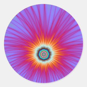 Round Sticker Explosion in Pink Blue and Red
