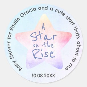 Round Sticker for Baby Shower Rising Star