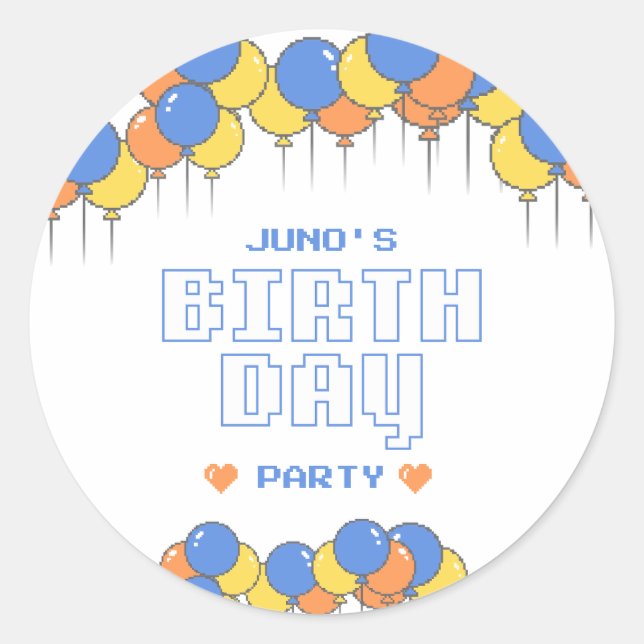 Round Sticker for Birthday Party | Retro (Front)