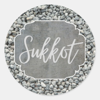 Round Sticker Gift Label Sukkot Silver Grey