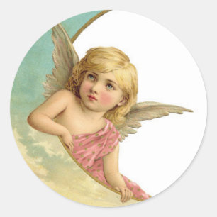 Round Sticker, Glossy, Large, 3 inch CHERUB Classic Round Sticker