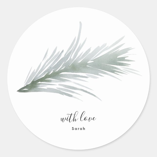 Round Sticker Pine Wreath Christmas Holiday (Front)