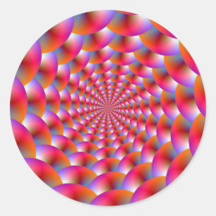 Round Sticker Pink and Green Vortex