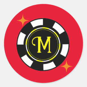 Round Sticker - Poker Personalised (add initial)