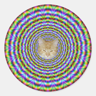 Round Sticker  Psychedelic Neon Ripples