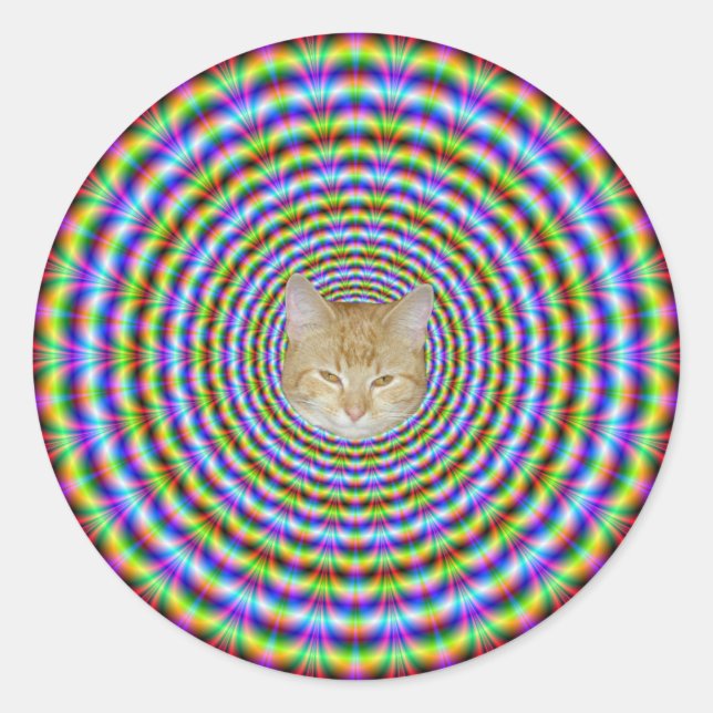 Round Sticker  Psychedelic Neon Ripples (Front)