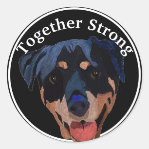 Round Sticker Rottweiler Strong Confident