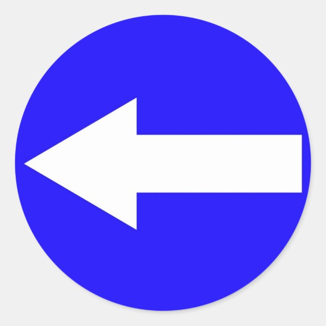Round sticker with arrow to left (Front)