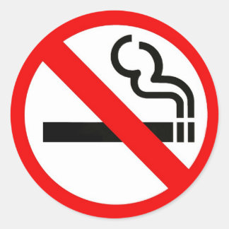 Round sticker with no-smoking symbol