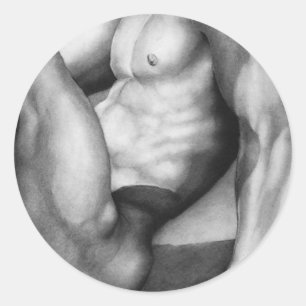 Round Stickers For Men With Masculine Male Model