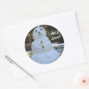 Round Stickers Let it Snow Snowman