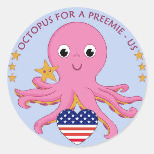 Round Stickers Octopus For A Preemie US