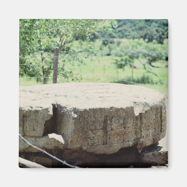 Round Stone Carved Block Mayan Ruins Copan Photo Magnet (Front)