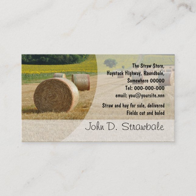 Round straw bales business card (Front)