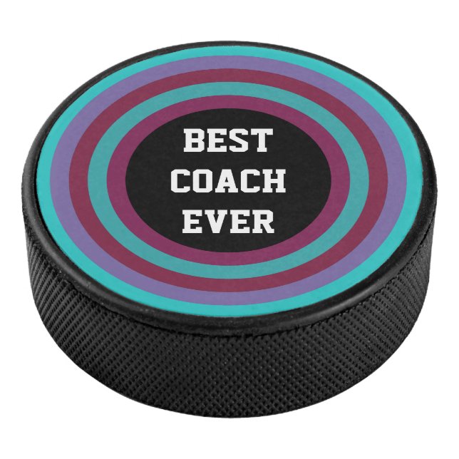 Round Stripes Frame 04 + your backgr. & ideas Hockey Puck (3/4)