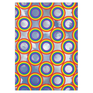 Round Stripes Frame Rainbow + your images Tablecloth
