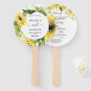 Round Sunflower Wedding Program Fan