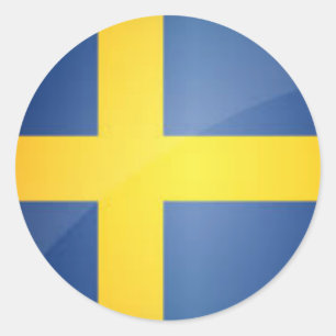 Round Swedish Flag Button Classic Round Sticker