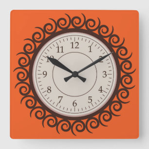 Round Swirl Square Wall Clock