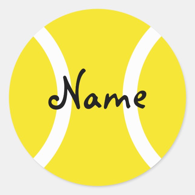 Round tennis ball sticker with customisable text (Front)