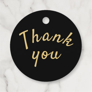 Round Text Luxe  Gold and Black Thank You Favour Tags
