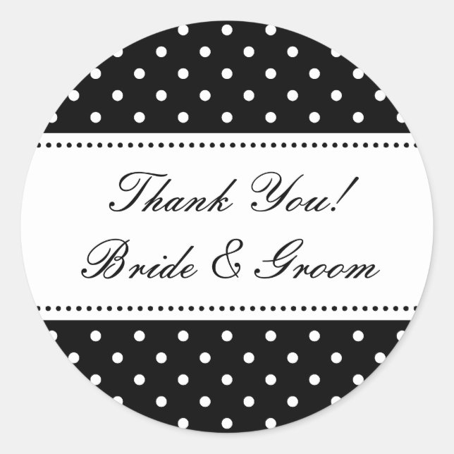Round Thank you stickers for wedding favours (Front)