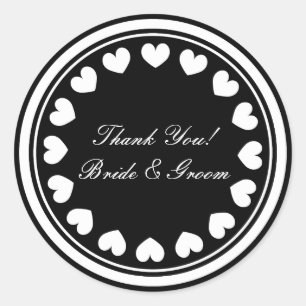 Round Thank you stickers for wedding favours