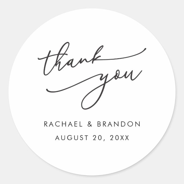 Round Thank You Stickers Wedding Favour Label Set (Front)