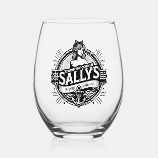 Round the Corner Sally’s Seaside Alehouse Stemless Wine Glass