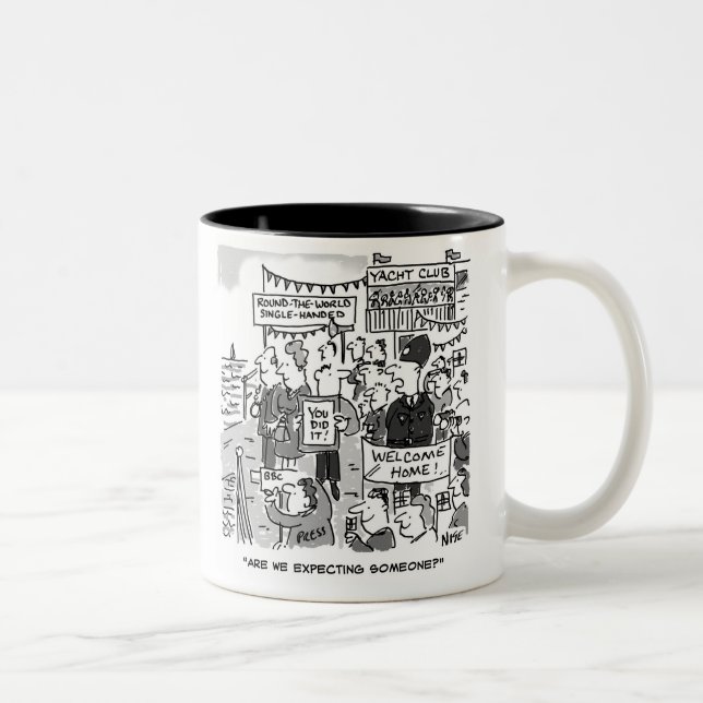 Round the World Sailor - Funny Two-Tone Coffee Mug (Right)