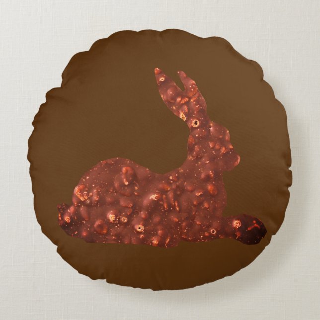 Round throw cushion,Chocolate Easter Rabbit Cushion (Front)