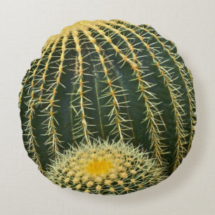 ROUND THROW PILLOW/GOLDEN BARREL CACTUS ROUND CUSHION