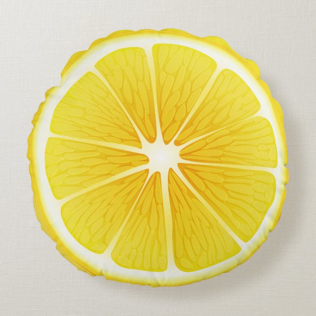 Round Throw Pillow-Lemon Cushion (Front)