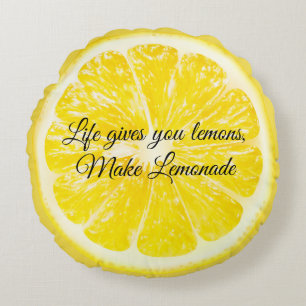 Round Throw Pillow-Life Gives You Lemons Cushion
