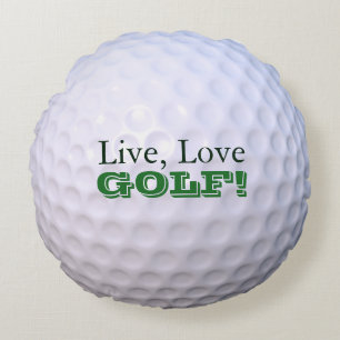 Round Throw Pillow Live, Love, GOLF! Golfball