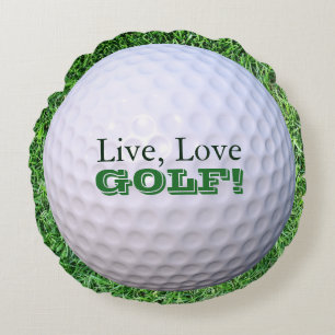 Round Throw Pillow   Live, Love, GOLF!   Golfball