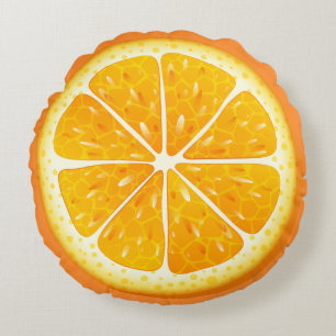 Round Throw Pillow-Orange Cushion