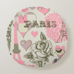 Round Throw Pillow/Paris Cushion