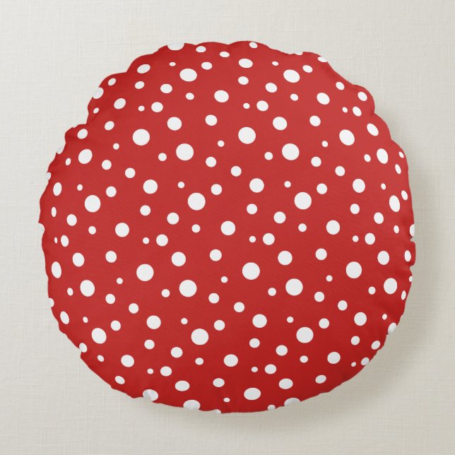 Round Throw Pillow-Polka Dots Cushion (Front)