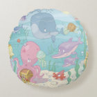 Round Throw Pillow/Sea Life