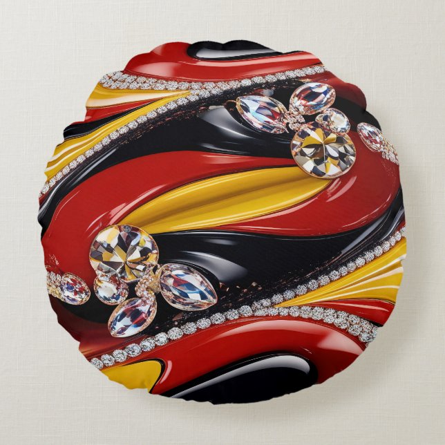 Round Throw Pillow with Belgian Colours (Front)